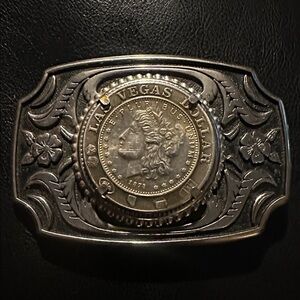 Vintage Buckle With Casino Dollar Coin